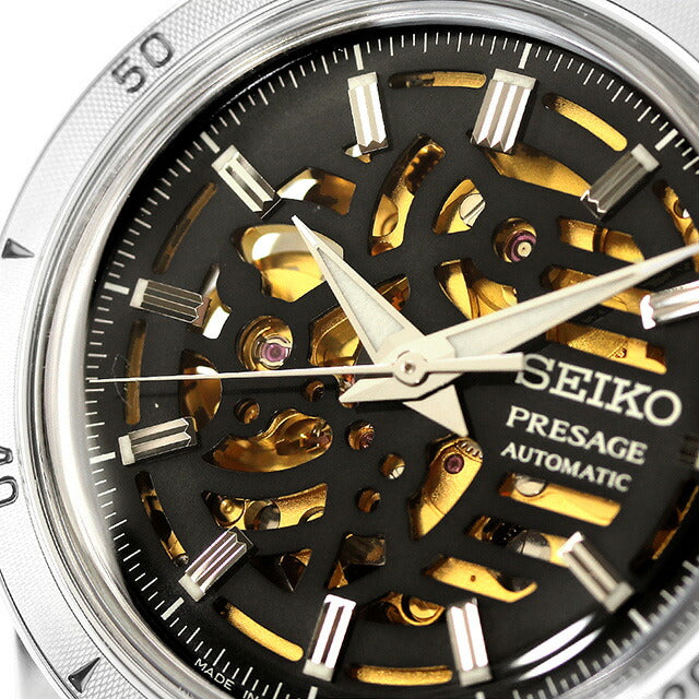 セイコー プレザージュ Style60’s 自動巻き 腕時計 ブランド メンズ オープンハート SEIKO PRESAGE SARY257 アナログ ブラック ゴールド ダークブラウン 黒 SARY257