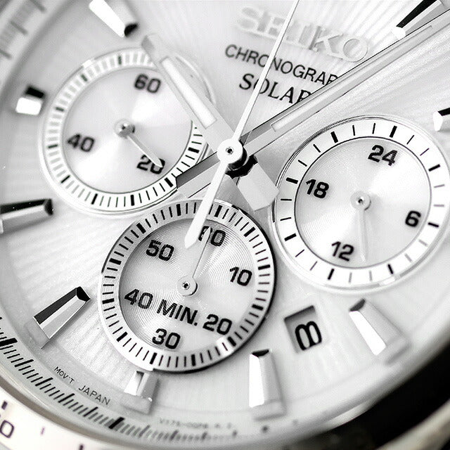 セイコーセレクション Sシリーズ ソーラー 腕時計 ブランド メンズ クロノグラフ SEIKO SELECTION SBPY179 アナログ ホワイト 白 SBPY179