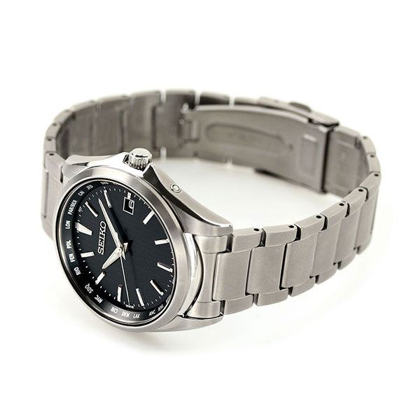 セイコー 時計 ソーラー電波 チタン ワールドタイム 腕時計 ブランド メンズ 日本製 SBTM291 SEIKO ブラック SBTM291