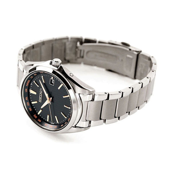 セイコー 時計 ソーラー電波 チタン ワールドタイム 腕時計 ブランド メンズ 日本製 SBTM293 SEIKO ブラック SBTM293