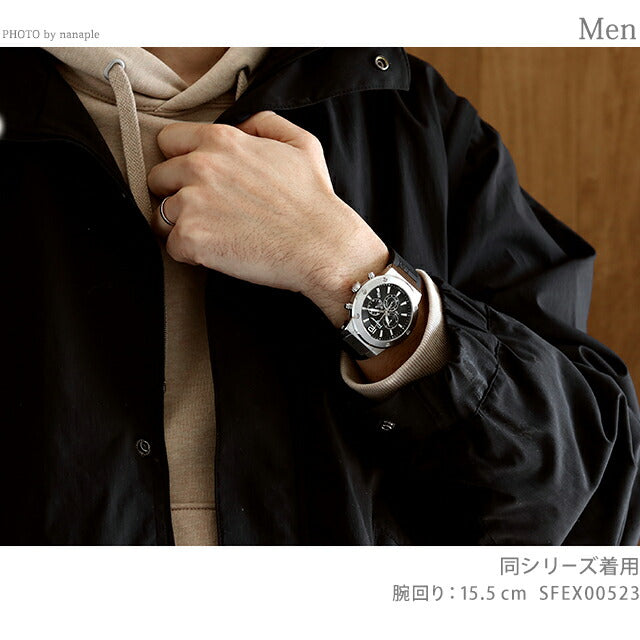 フェラガモ エフエイティ 44mm クロノグラフ メンズ 腕時計 SFEX00419 Salvatore Ferragamo シルバー ブラウン 革ベルト 時計 SFEX00419