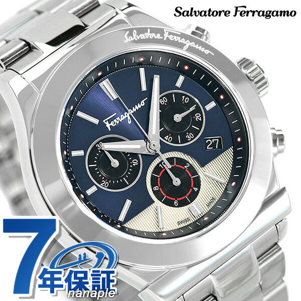 フェラガモ 1898 42mm クロノグラフ メンズ 腕時計 ブランド SFFM01320 ブルー SFFM01320