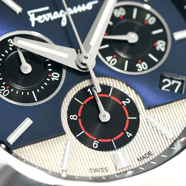 フェラガモ 1898 42mm クロノグラフ メンズ 腕時計 ブランド SFFM01320 ブルー SFFM01320