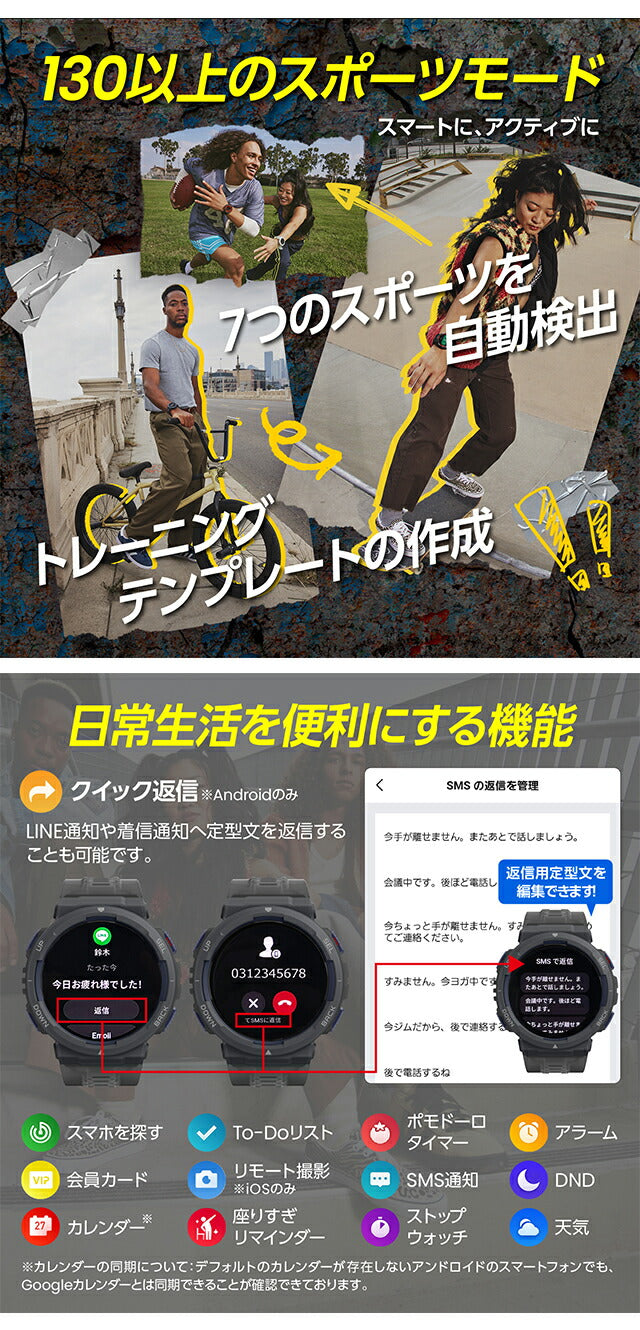 アマズフィット Active Edge 充電式クオーツ スマートウォッチ ブランド メンズ レディース Bluetooth Amazfit デジタル SP170067