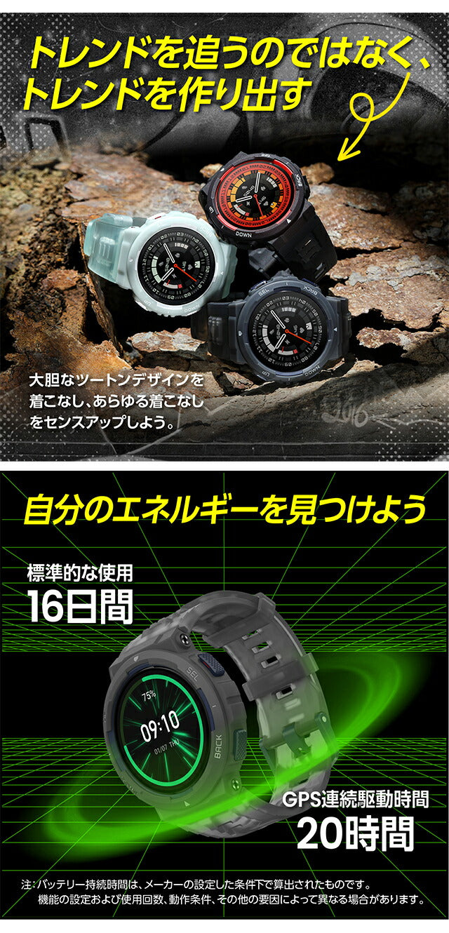 アマズフィット Active Edge 充電式クオーツ スマートウォッチ ブランド メンズ レディース Bluetooth Amazfit SP170067-C207 デジタル SP170067-C207