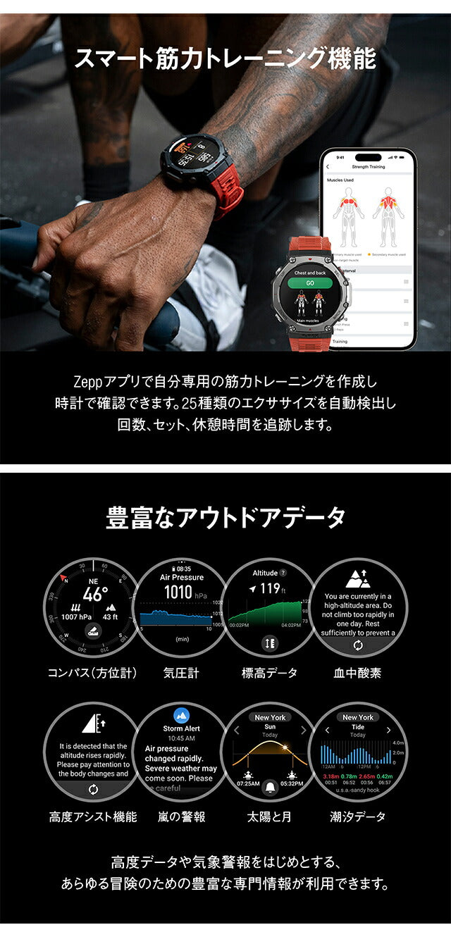 アマズフィット T-Rex 3 充電式クォーツ スマートウォッチ ブランド メンズ Amazfit デジタル シルバー 選べるモデル SP170069
