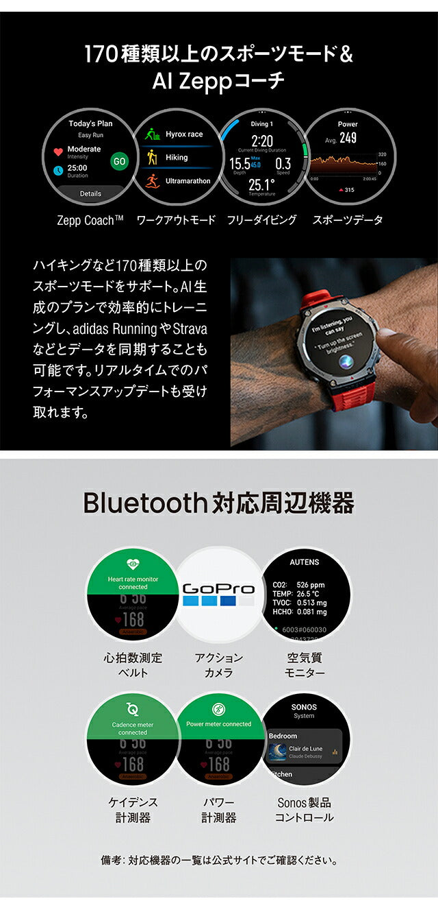 アマズフィット T-Rex 3 充電式クォーツ スマートウォッチ ブランド メンズ Amazfit デジタル シルバー 選べるモデル SP170069