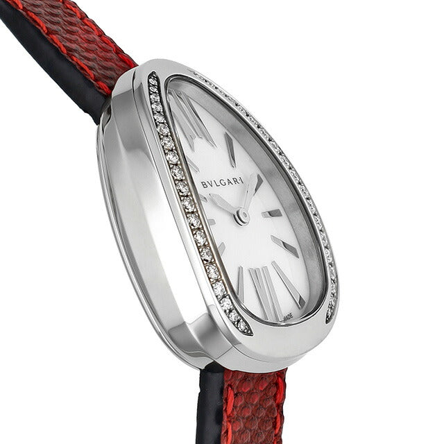 ブルガリ セルペンティ クオーツ 腕時計 ブランド レディース ダイヤモンド BVLGARI SP32WSDL アナログ ホワイトシェル レッド 白 SP32WSDL