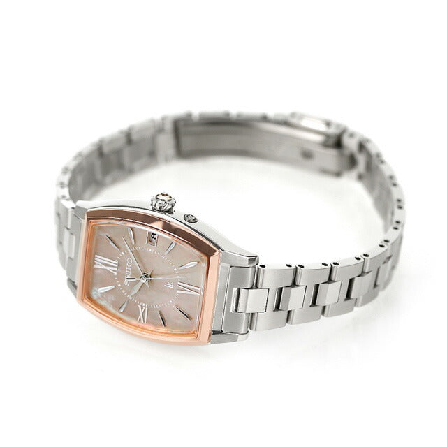 セイコー ルキア ソーラー電波 腕時計 ブランド レディース チタン SEIKO SSQW072 アナログ ピンクブラウンシェル 日本製 SSQW072