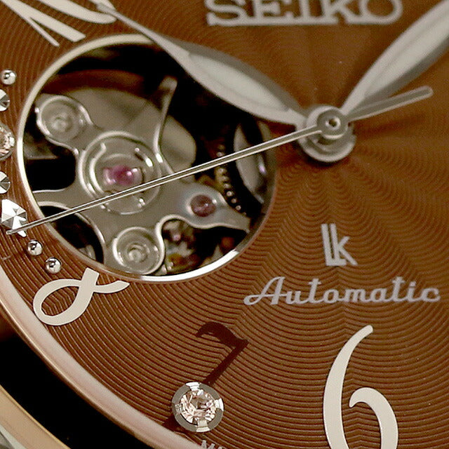 セイコー ルキア メカニカルモデル 自動巻き 腕時計 ブランド レディース オープンハート SEIKO LUKIA SSVM062 アナログ ブラウン シルバー ピンクゴールド SSVM062