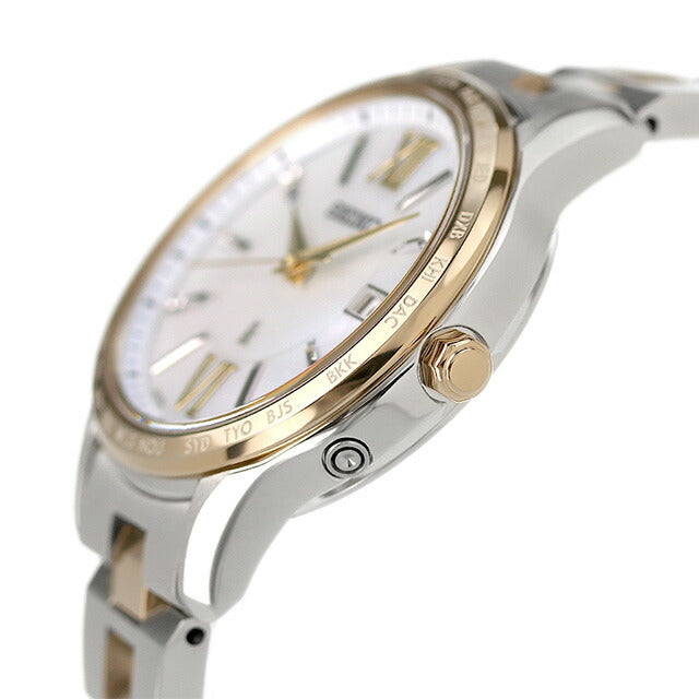 セイコー ルキア Standard ソーラー電波 腕時計 ブランド SEIKO SSVV084 アナログ ホワイトシェル ゴールド 白 日本製 レディース SSVV084