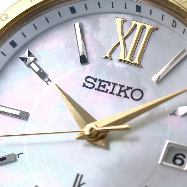 セイコー ルキア Standard ソーラー電波 腕時計 ブランド SEIKO SSVV084 アナログ ホワイトシェル ゴールド 白 日本製 レディース SSVV084