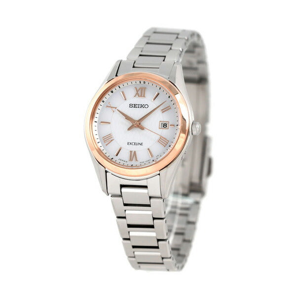 セイコー エクセリーヌ ソーラー電波 レディース 腕時計 ブランド SWCW150 SEIKO シルバー ピンクゴールド SWCW150