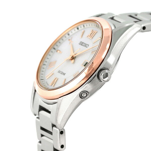 セイコー エクセリーヌ ソーラー電波 レディース 腕時計 ブランド SWCW150 SEIKO シルバー ピンクゴールド SWCW150