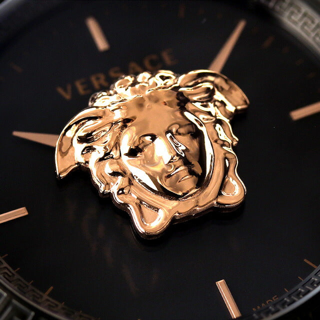 ヴェルサーチ パラッツォ クオーツ 腕時計 ブランド メンズ VERSACE VERD01623 アナログ ブラック ピンクゴールド 黒 スイス製 VERD01623