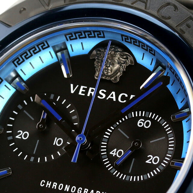 ヴェルサーチ アイコン アクティブ クオーツ 腕時計 ブランド メンズ クロノグラフ VERSACE VEZ700622 アナログ ブラック ブラックスケルトン 黒 スイス製 VEZ700622