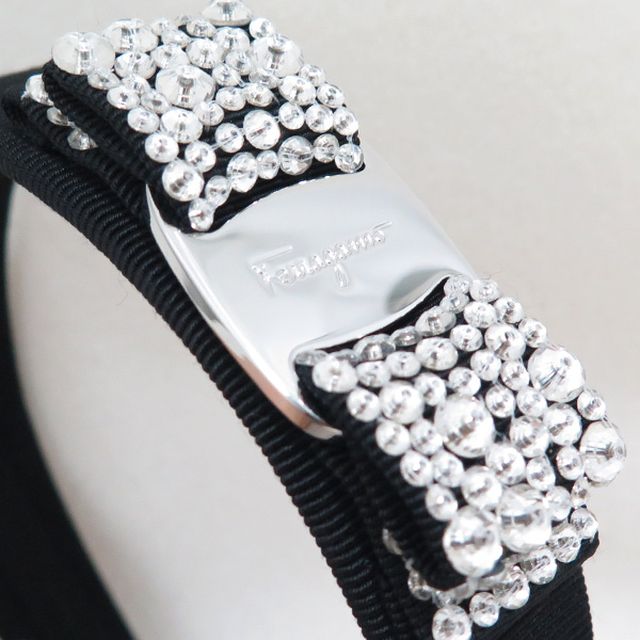 フェラガモ FERRAGAMO カチューシャ レディース 342758-524893 VARA ヴァラ リボン BLACK ブラック クリスタル WQ00041238