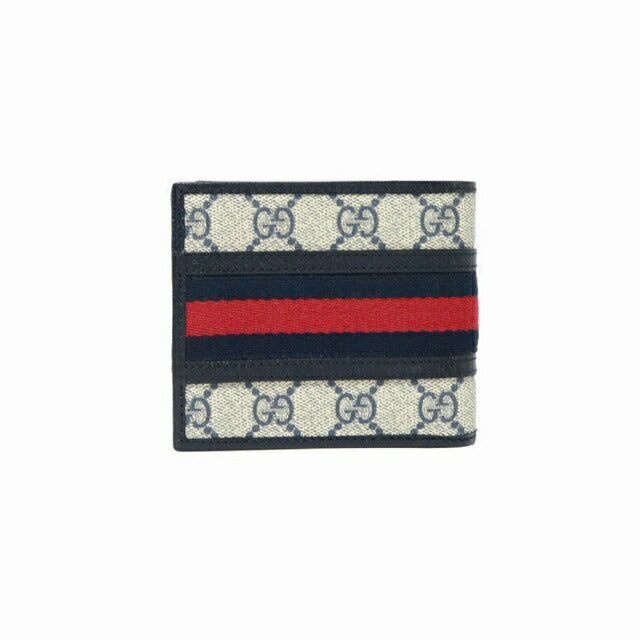 グッチ GUCCI 二つ折り財布 597609-96IWN-4076 ベージュ ブルー ウォレット GGスプリーム キャンバス WQ00051615