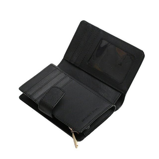 マイケルコース MICHAEL KORS JET SET TRAVEL MD BIFLD ZP CN WLLET LEATHER 二つ折り財布 35F7GTVF2L-BK レディース ブラック WQ00052045
