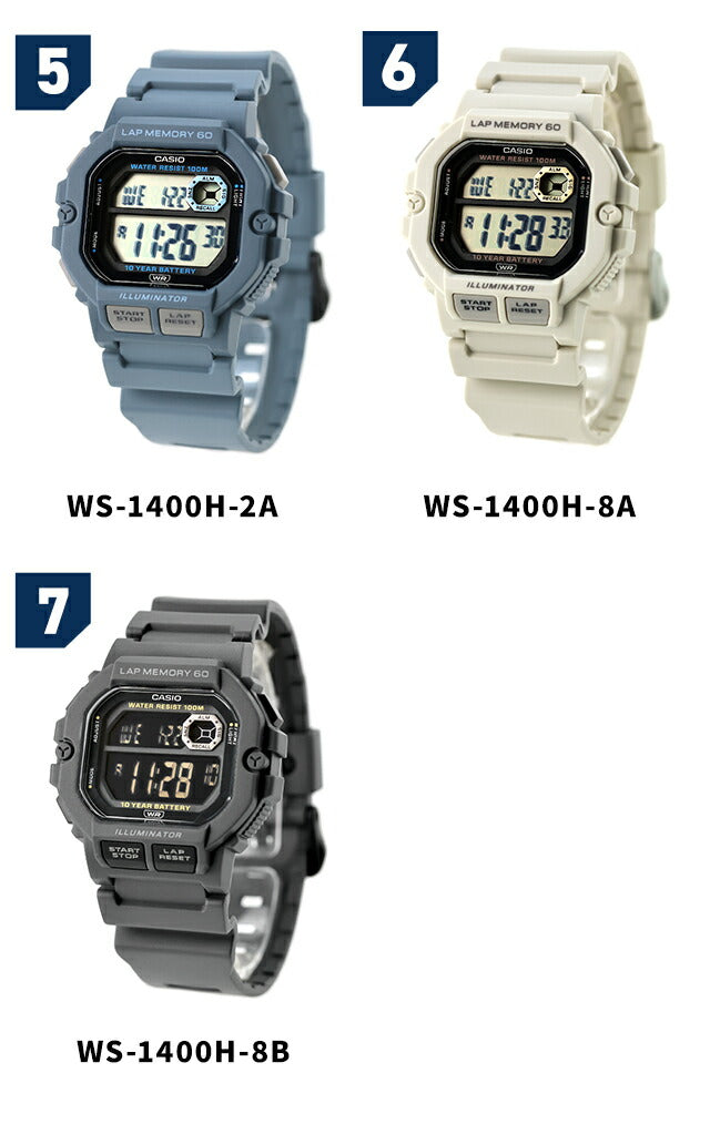 カシオ チープカシオ CASIO クォーツ 電池式 WS-1400H 海外モデル メンズ チプカシ 腕時計 ブランド カシオ casio デジタル ブラック アイボリー 選べるモデル WS-1400H