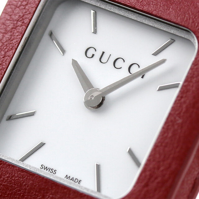グッチ 時計 グッチ1921 クオーツ 懐中時計 メンズ レディース ペンダントウォッチ 革ベルト GUCCI YA130418 ホワイト レッド 白 スイス製 YA130418