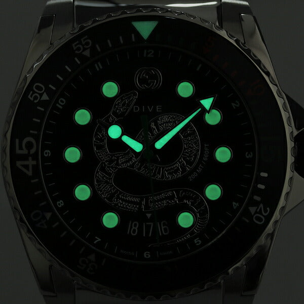グッチ ダイヴ 45mm スネーク 蛇 腕時計 ブランド メンズ YA136218 ブラック YA136218