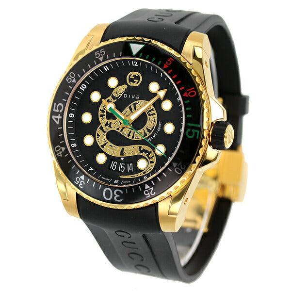 グッチ 時計 ダイヴ 48mm 蛇 スイス製 クオーツ メンズ 腕時計 ブランド YA136219 ブラック YA136219