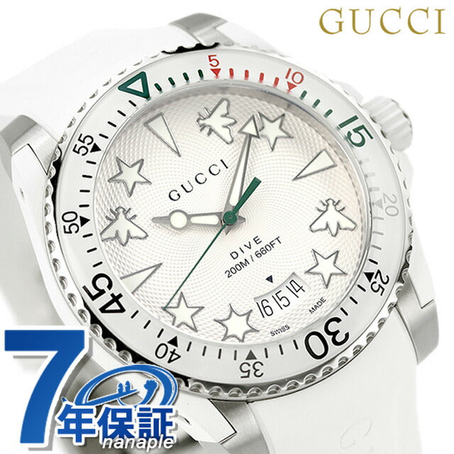 グッチ 時計 メンズ ダイヴ 40mm スイス製 クオーツ 腕時計 ブランド YA136337 シルバー ホワイト YA136337