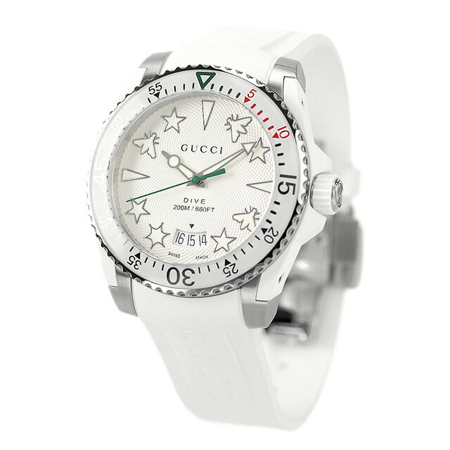 グッチ 時計 メンズ ダイヴ 40mm スイス製 クオーツ 腕時計 ブランド YA136337 シルバー ホワイト YA136337