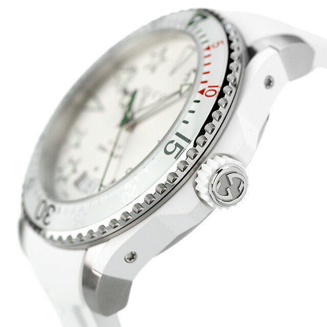 グッチ 時計 メンズ ダイヴ 40mm スイス製 クオーツ 腕時計 ブランド YA136337 シルバー ホワイト YA136337
