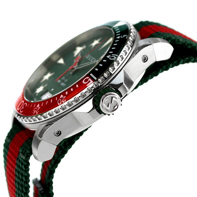 グッチ ダイヴ クオーツ 腕時計 ブランド メンズ 蜂 GUCCI YA136339 アナログ グリーン レッド 赤 スイス製 YA136339