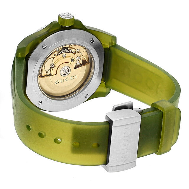 グッチ DIVE 自動巻き 腕時計 ブランド メンズ 蜂 星 GUCCI YA136345 アナログ カーキグリーン クリアグリーン スイス製 YA136345