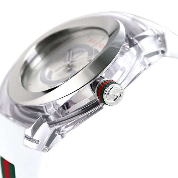 グッチ 時計 スイス製 メンズ 腕時計 ブランド YA137102A シンク 46mm シルバー ホワイト YA137102A