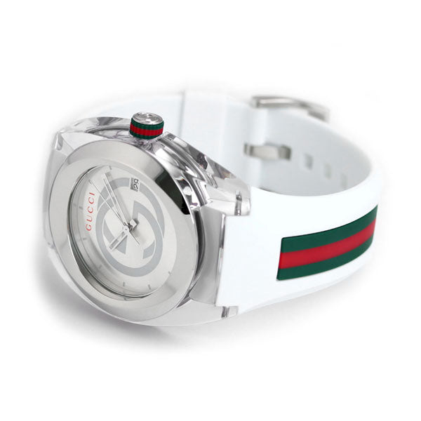 グッチ 時計 スイス製 メンズ 腕時計 ブランド YA137102A シンク 46mm シルバー ホワイト YA137102A