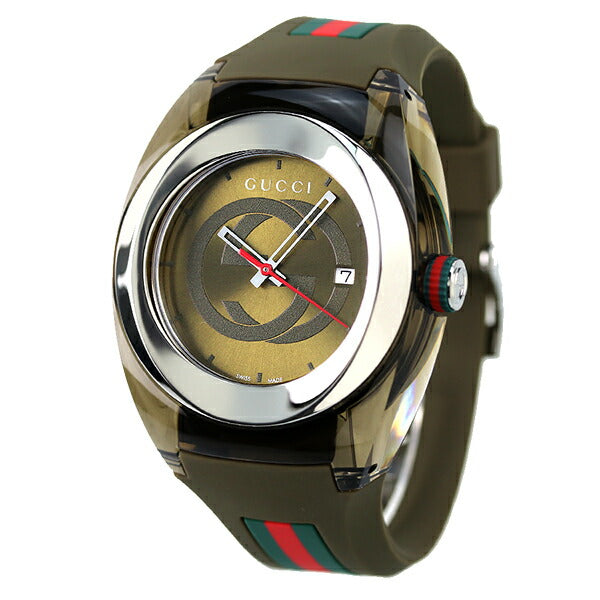 グッチ 時計 シンク 46mm クオーツ メンズ 腕時計 ブランド YA137106 カーキ YA137106