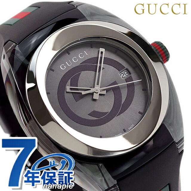 グッチ 時計 シンク 46mm クオーツ メンズ 腕時計 ブランド YA137116 グレーシルバー ブラック YA137116