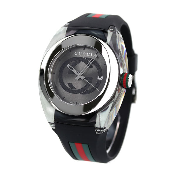 グッチ 時計 シンク 46mm クオーツ メンズ 腕時計 ブランド YA137116 グレーシルバー ブラック YA137116