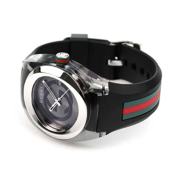 グッチ 時計 シンク 46mm クオーツ メンズ 腕時計 ブランド YA137116 グレーシルバー ブラック YA137116