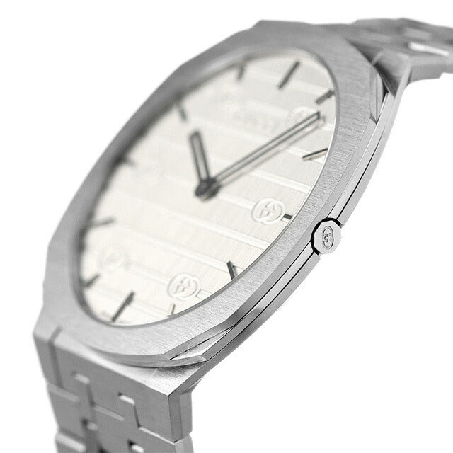グッチ 時計 メンズ レディース 25H 38mm スイス製 クオーツ 腕時計 ブランド YA163407 シルバー YA163407