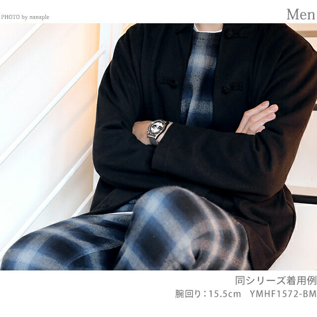 イエマ ラリーグラフ リバースパンダ クオーツ 腕時計 ブランド メンズ クロノグラフ YEMA YMHF1580-AM アナログ ブラック クリームイエロー 黒 フランス製 YMHF1580-AM