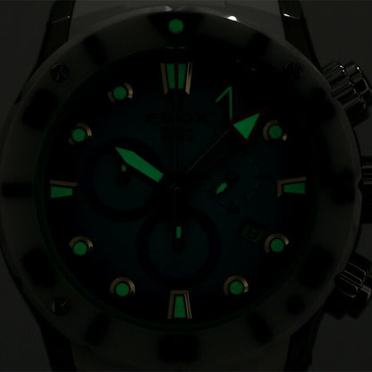 エドックス クロノオフショア1 腕時計 メンズ チタン クロノグラフ EDOX 10242-TINB-BUICDNO アナログ ライトブルーグラデーション ホワイト 白 10242-TINB-BUICDNO