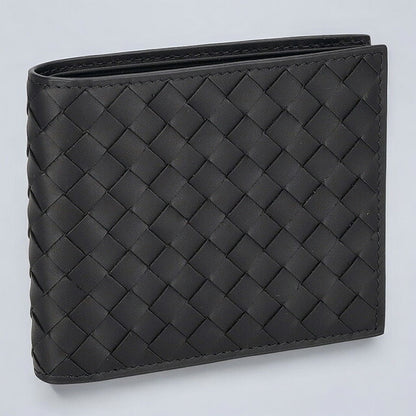 ボッテガ・ヴェネタ 二つ折り財布 メンズ ブランド BOTTEGA VENETA イントレチャート レザー 113993 V47W1 1000 ブラック 113993-V47W1-1000