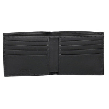 ボッテガ・ヴェネタ 二つ折り財布 メンズ ブランド BOTTEGA VENETA イントレチャート レザー 113993 V47W1 1000 ブラック 113993-V47W1-1000
