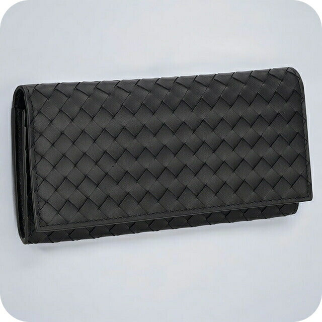 ボッテガ・ヴェネタ 長財布 メンズ ブランド BOTTEGA VENETA イントレチャート レザー 120697 V47W1 1000 ブラック 120697-V47W1-1000