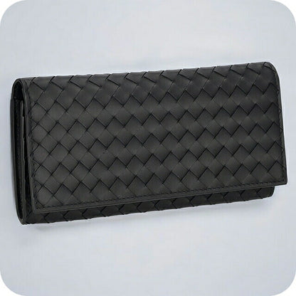 ボッテガ・ヴェネタ 長財布 メンズ ブランド BOTTEGA VENETA イントレチャート レザー 120697 V47W1 1000 ブラック 120697-V47W1-1000