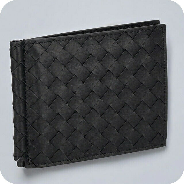 ボッテガ・ヴェネタ 二つ折り財布 メンズ ブランド BOTTEGA VENETA イントレチャート レザー 123180 V47W1 8966 ブラック 123180-V47W1-8966