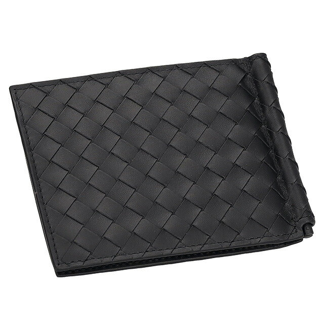 ボッテガ・ヴェネタ 二つ折り財布 メンズ ブランド BOTTEGA VENETA イントレチャート レザー 123180 V47W1 8966 ブラック 123180-V47W1-8966