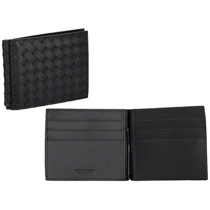 ボッテガ・ヴェネタ 二つ折り財布 メンズ ブランド BOTTEGA VENETA イントレチャート レザー 123180 V47W1 8966 ブラック 123180-V47W1-8966