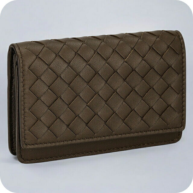 ボッテガ・ヴェネタ 名刺入れ メンズ レディース ブランド BOTTEGA VENETA イントレチャート レザー 133945 V3UN1 2017 ブラウン 133945-V3UN1-2017