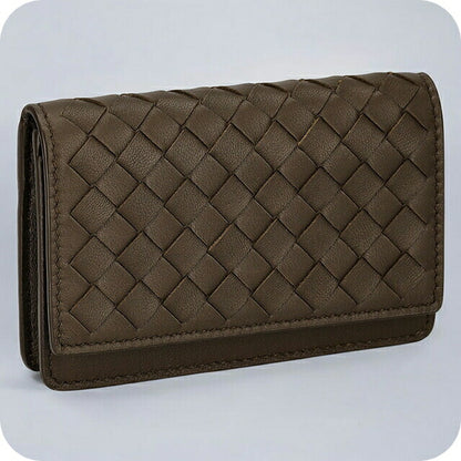 ボッテガ・ヴェネタ 名刺入れ メンズ レディース ブランド BOTTEGA VENETA イントレチャート レザー 133945 V3UN1 2017 ブラウン 133945-V3UN1-2017